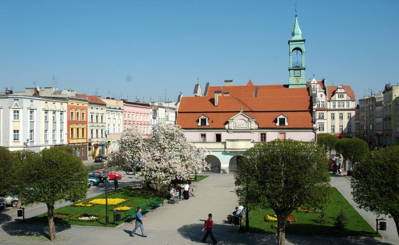 Widok na rynek Kluczborka z góry