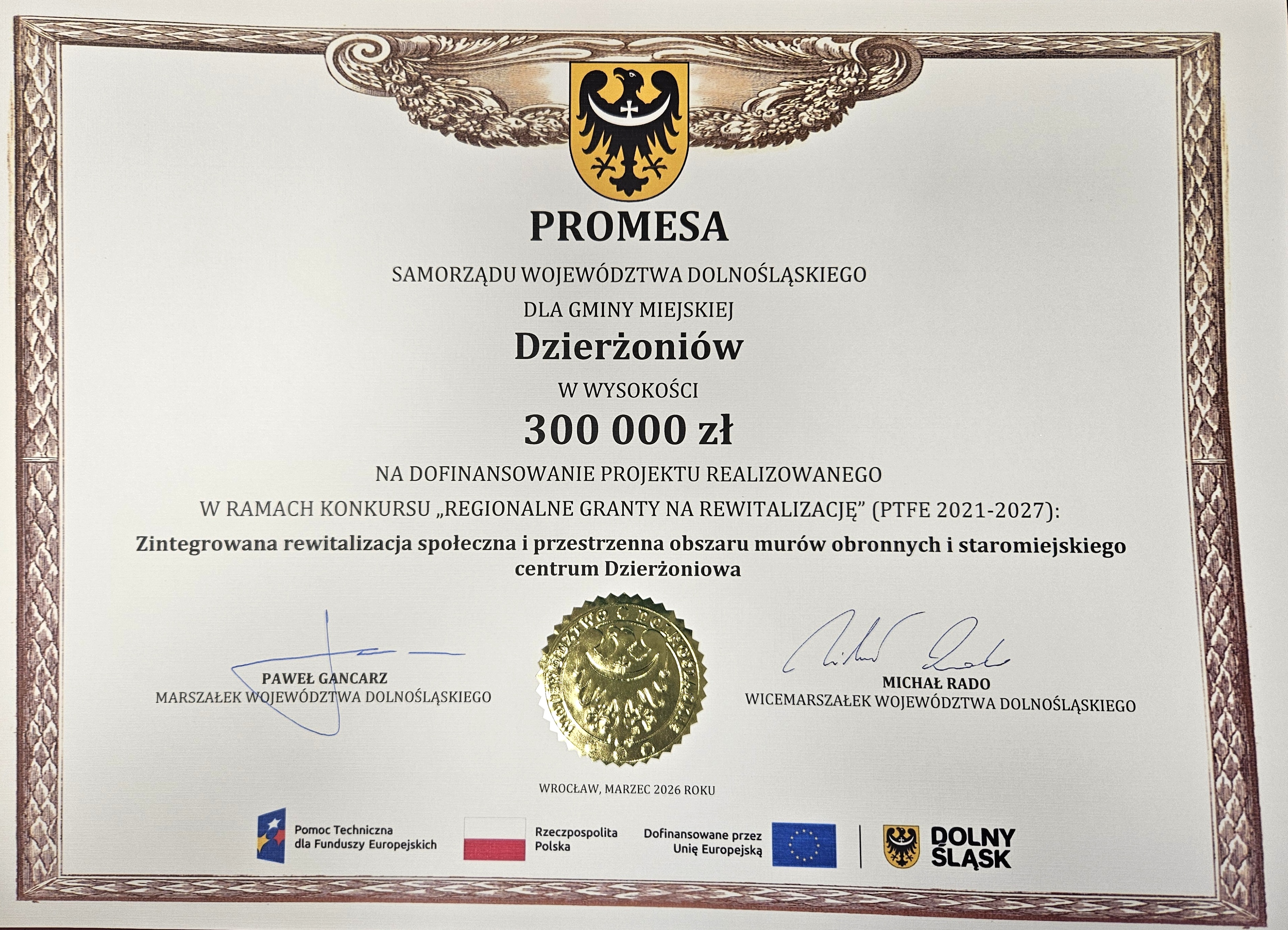 Promesa dla Gminy Miejskiej Dzierżoniów