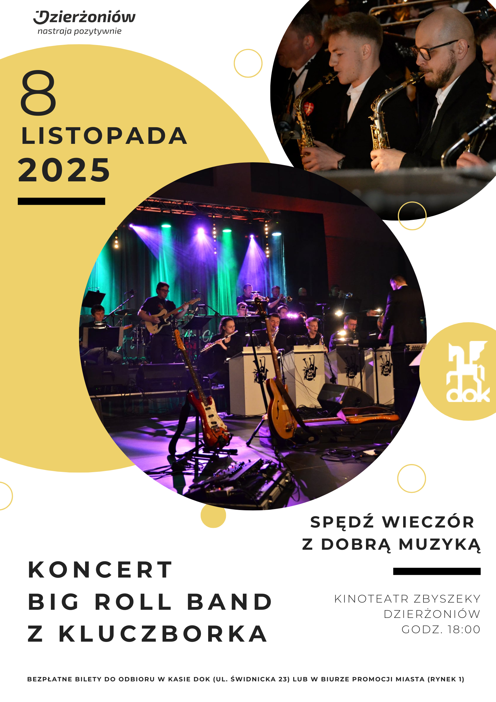 plakat zapraszający na koncert 8 listopada zespołu Big Roll Band