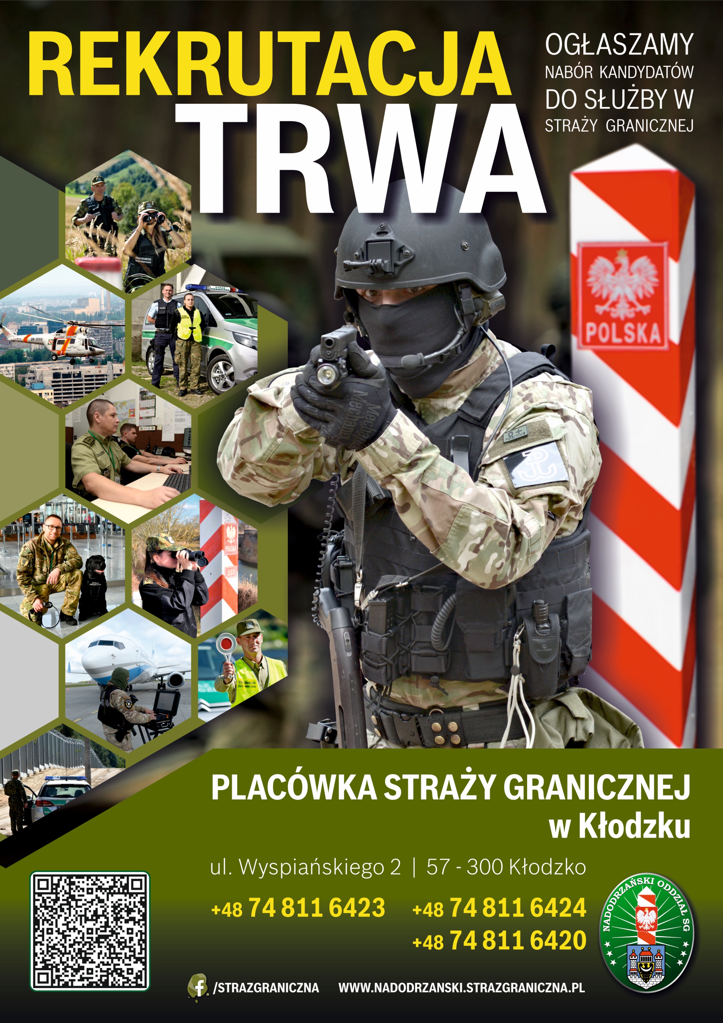 Plakat ze zdjęciami żołnierzy i napisem Rekrutacja