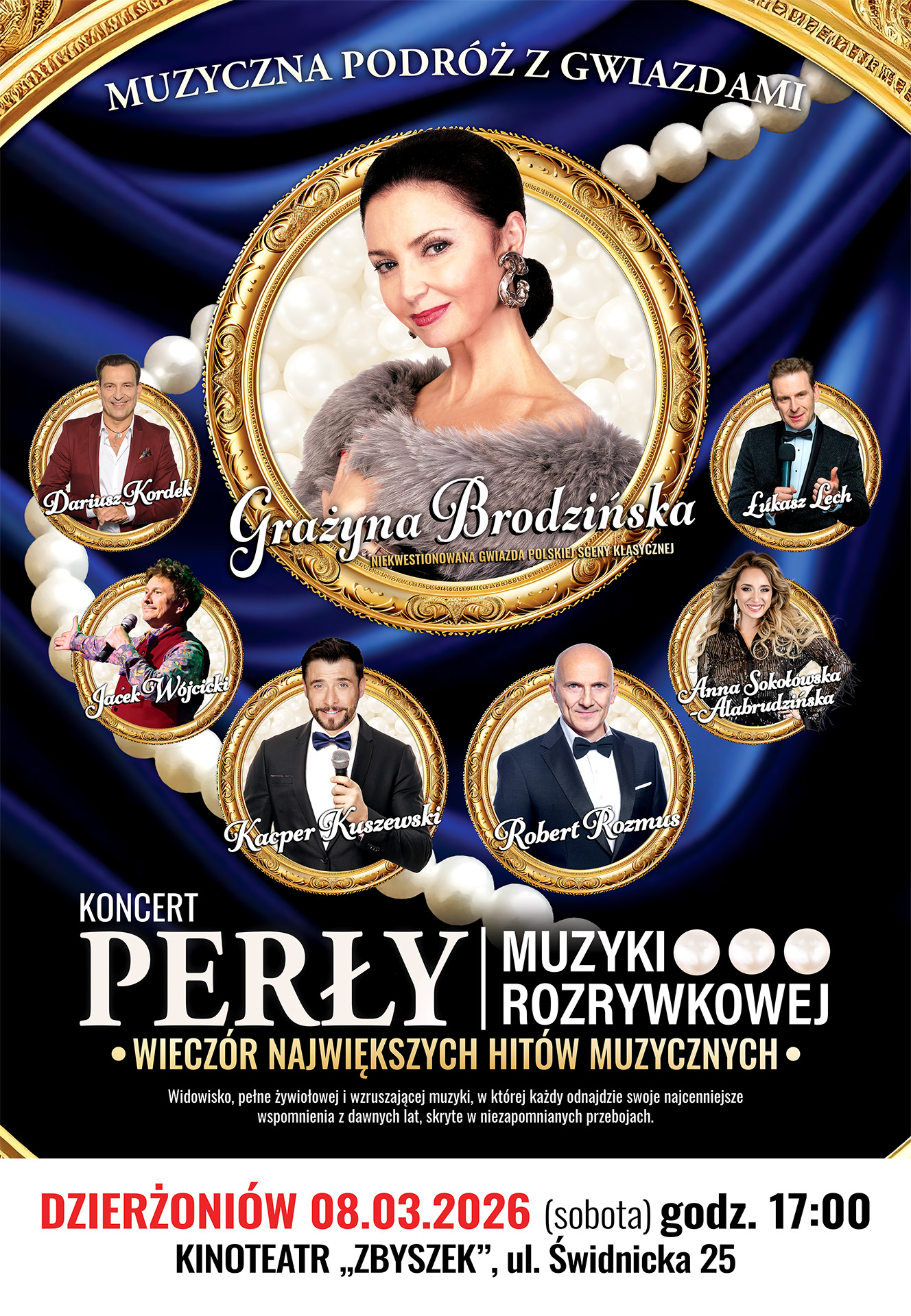 Agencja Artystyczna MUZA i Dzierżoniowski Ośrodek Kultury zapraszają na koncert: "Perły muzyki rozrywkowej", Kinoteatr Zbyszek, DOK