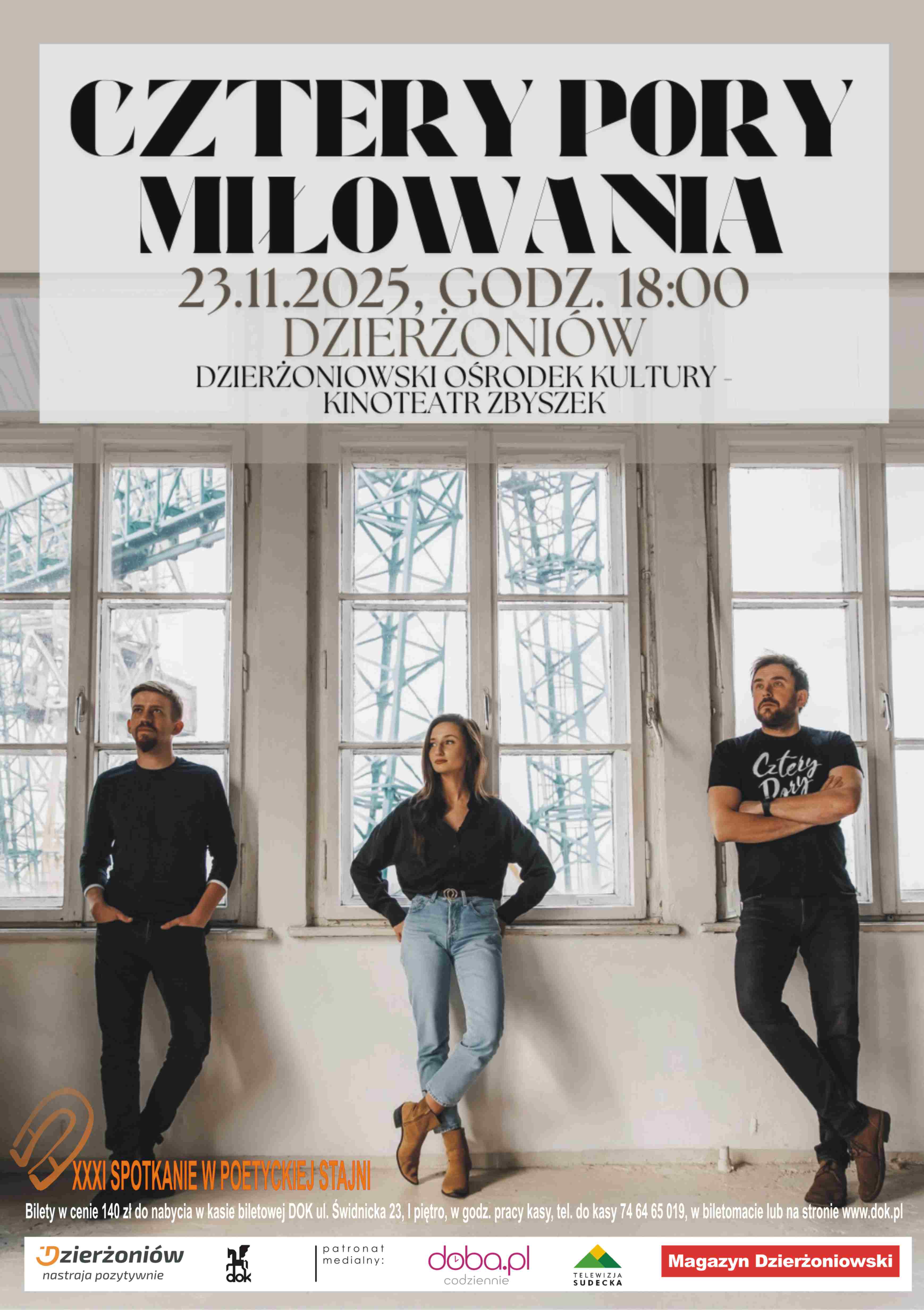 Plakat wydarzenia z informacjami podanymi w tekście i zdjecie zespołu