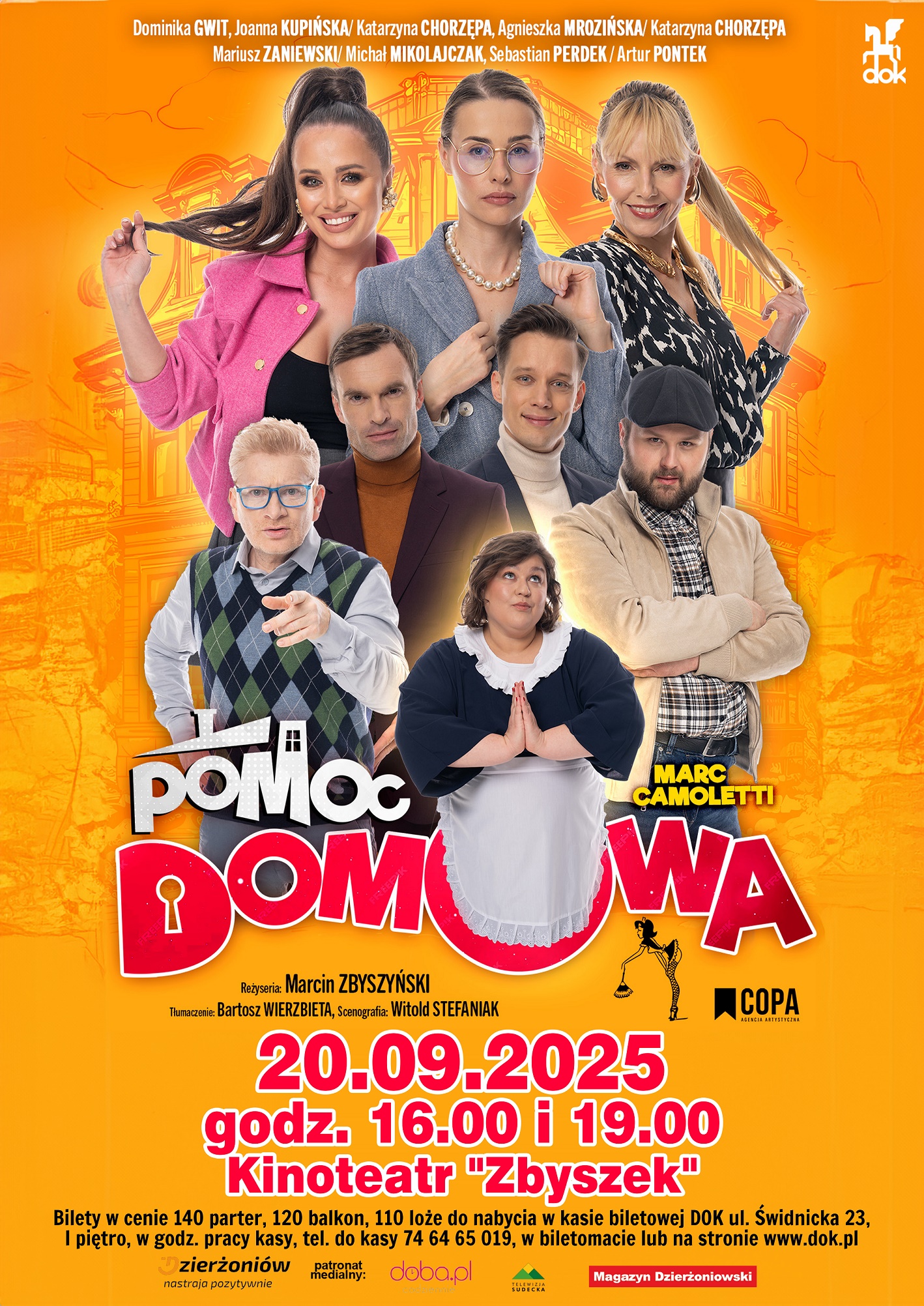 Plakat spektaklu ze zdjęciem aktorów i informacje podane w tekście