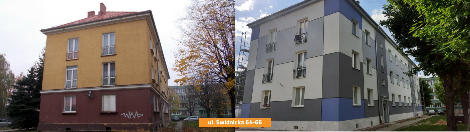 Budynek wielorodzinny przed i po remoncie