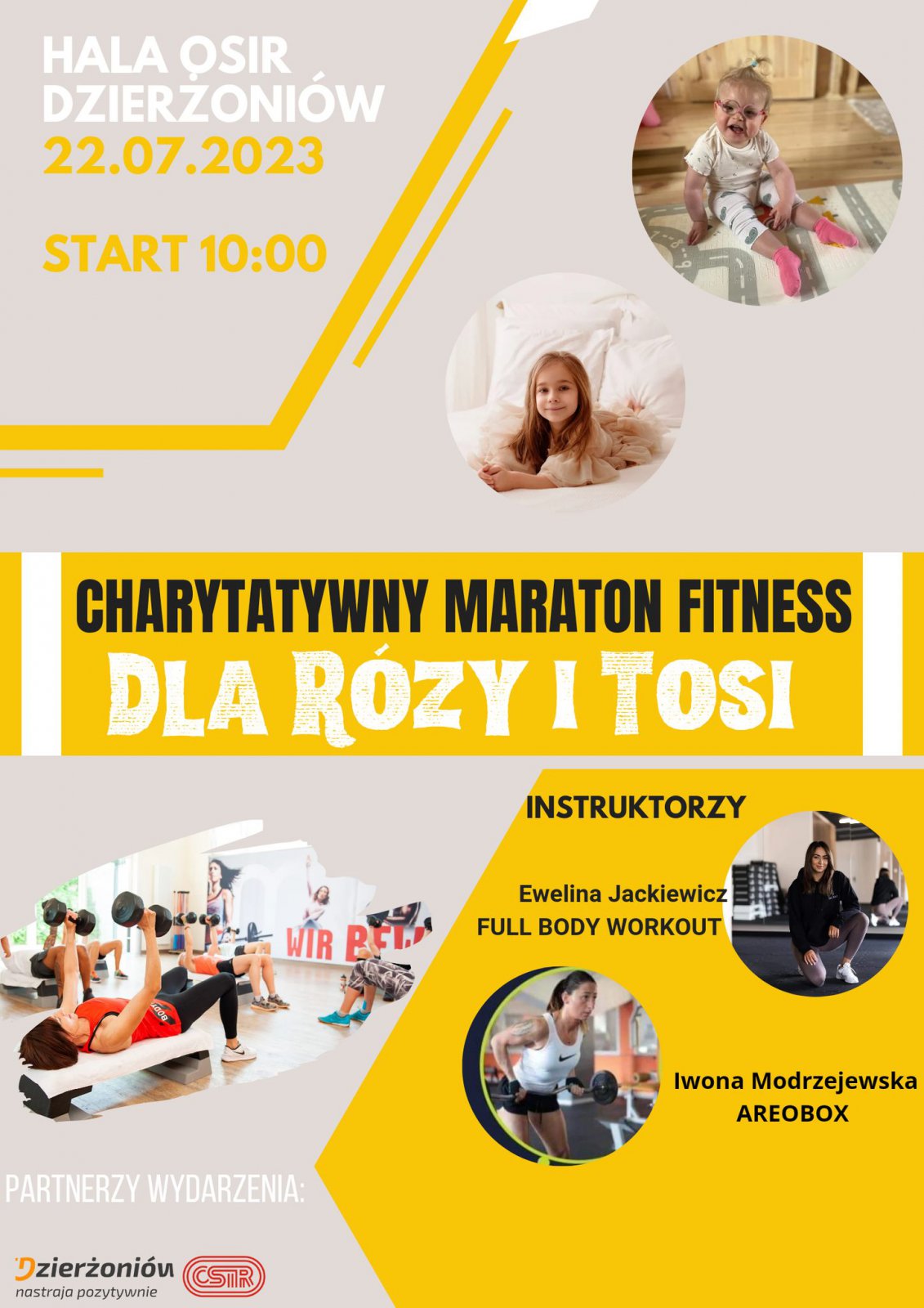 plakat z dwiema dziewczynkami charytatywny maraton fitness