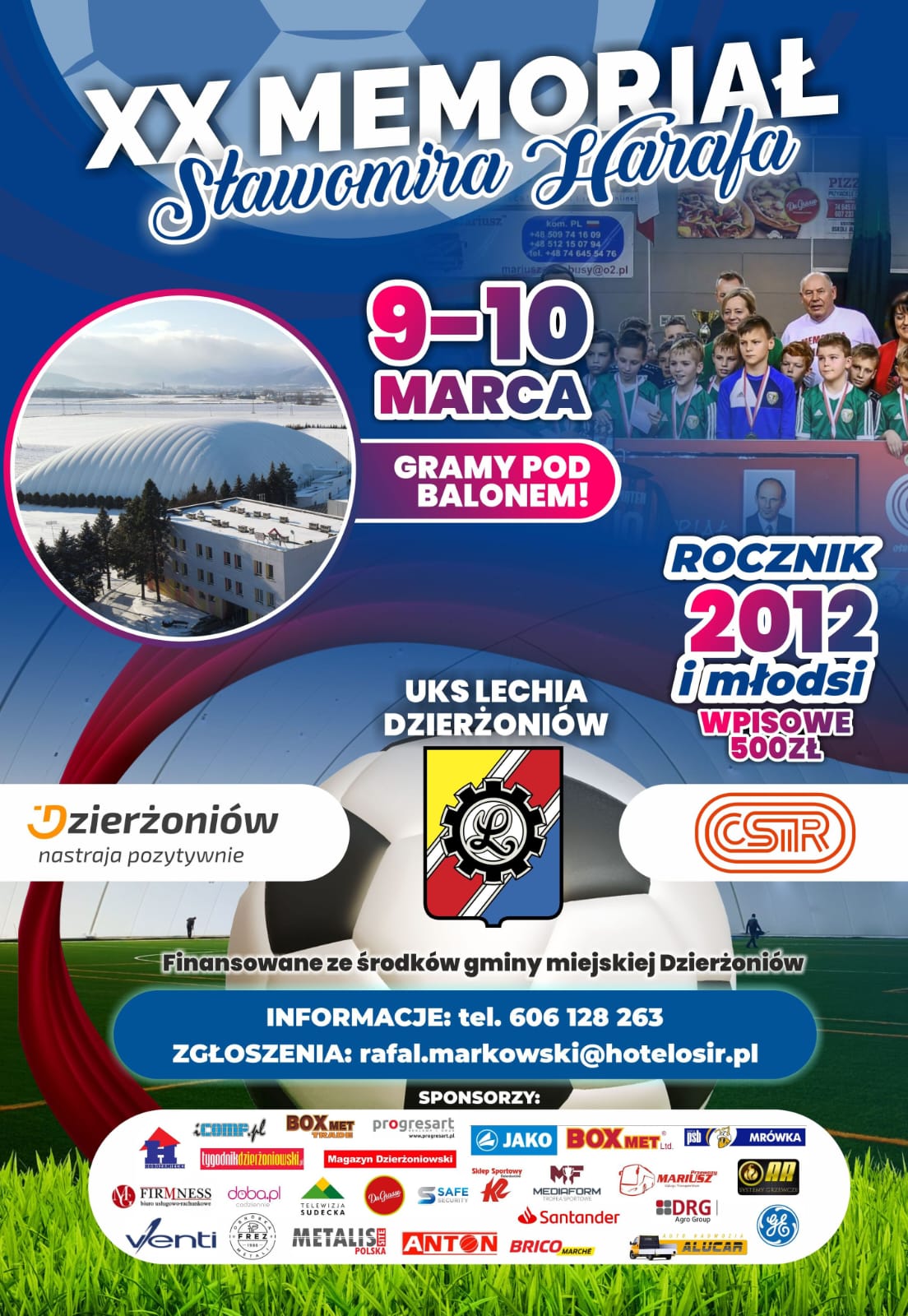 Plakat z datą i miejscem i nazwą turnieju