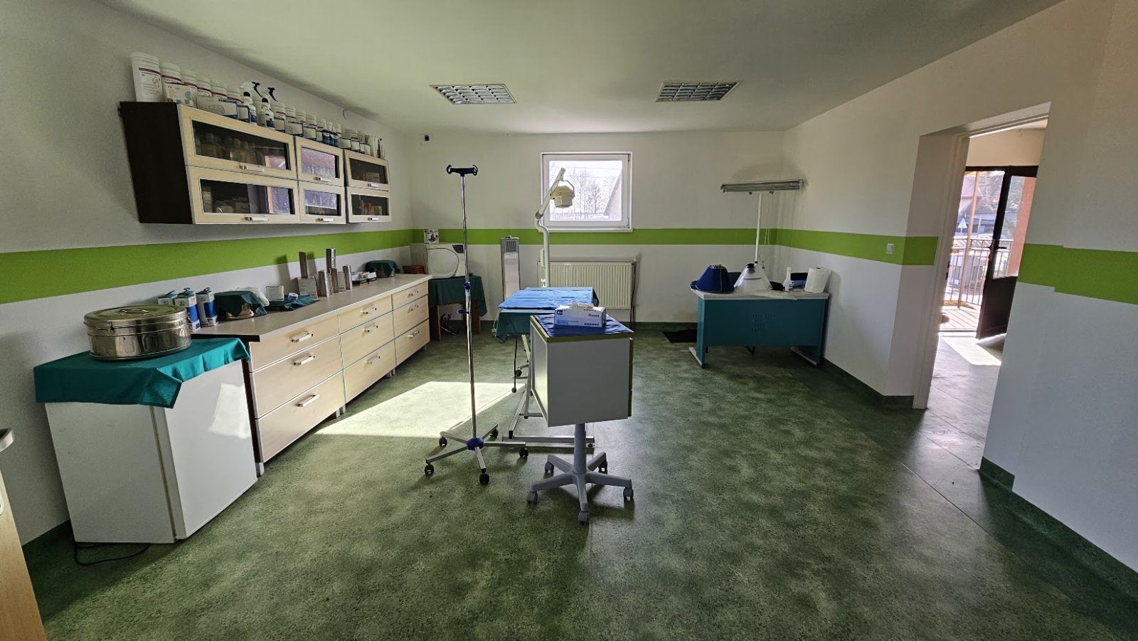 Pomieszczenie do leczenia zwierząt ze sprzętem medycznym