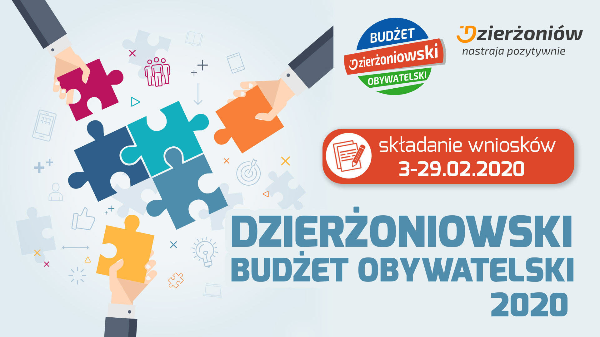 Obraz informujący o terminie składania wniosków - Dzierżoniowski Budżet Obywatelski 2020