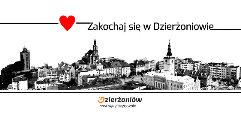 Grafika przedstwiająca rysunek panoramy Dzierżoniowa