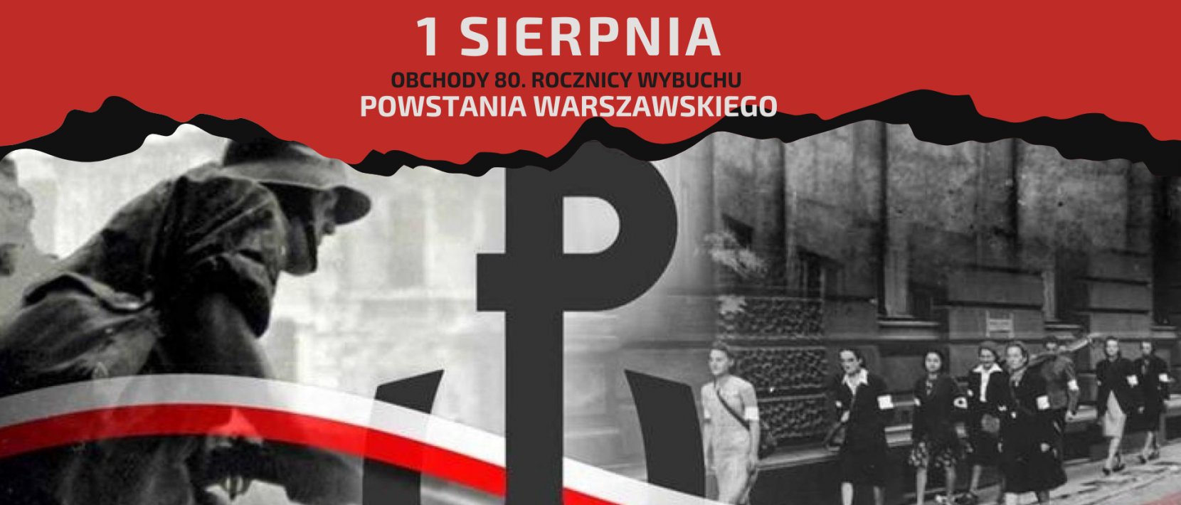 Grafia - symbol Polski Walczącej, u góry napis 1 sierpnia
