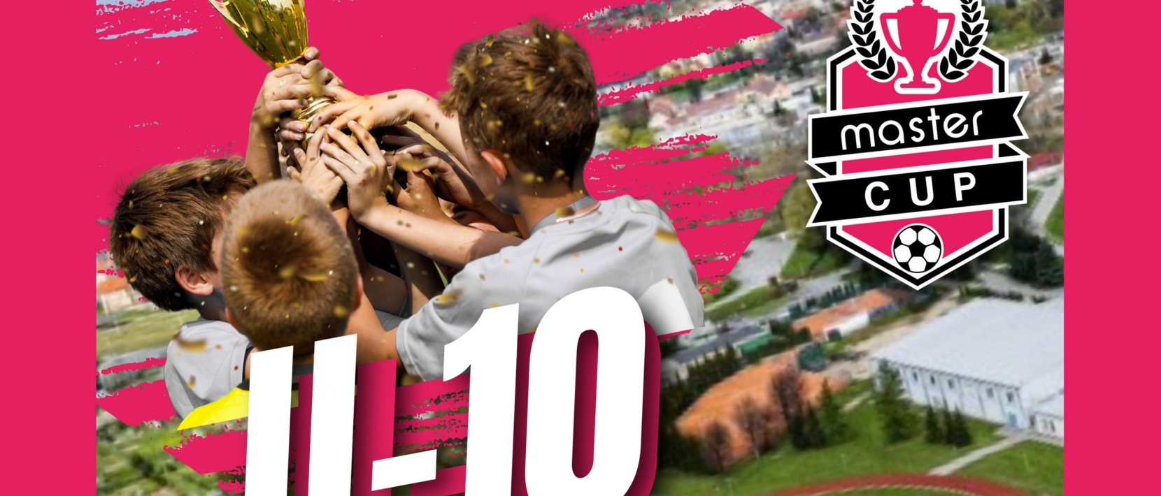 Grafika przedstawiająca chłopców trzymajacych puchar, z napisem U-10