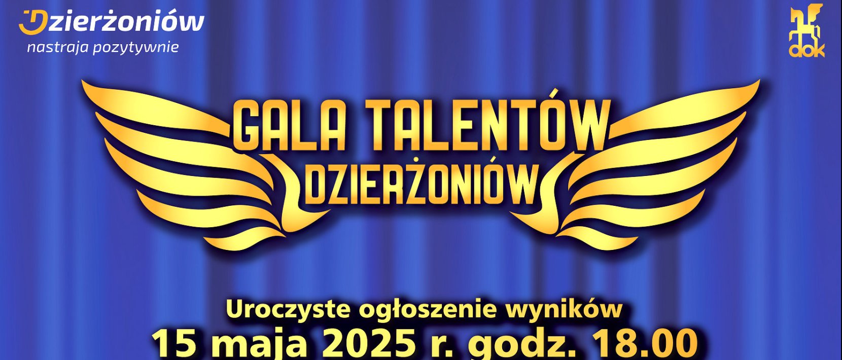 Grafika ozdobna - napis Gala Talenów na niebieskim tle