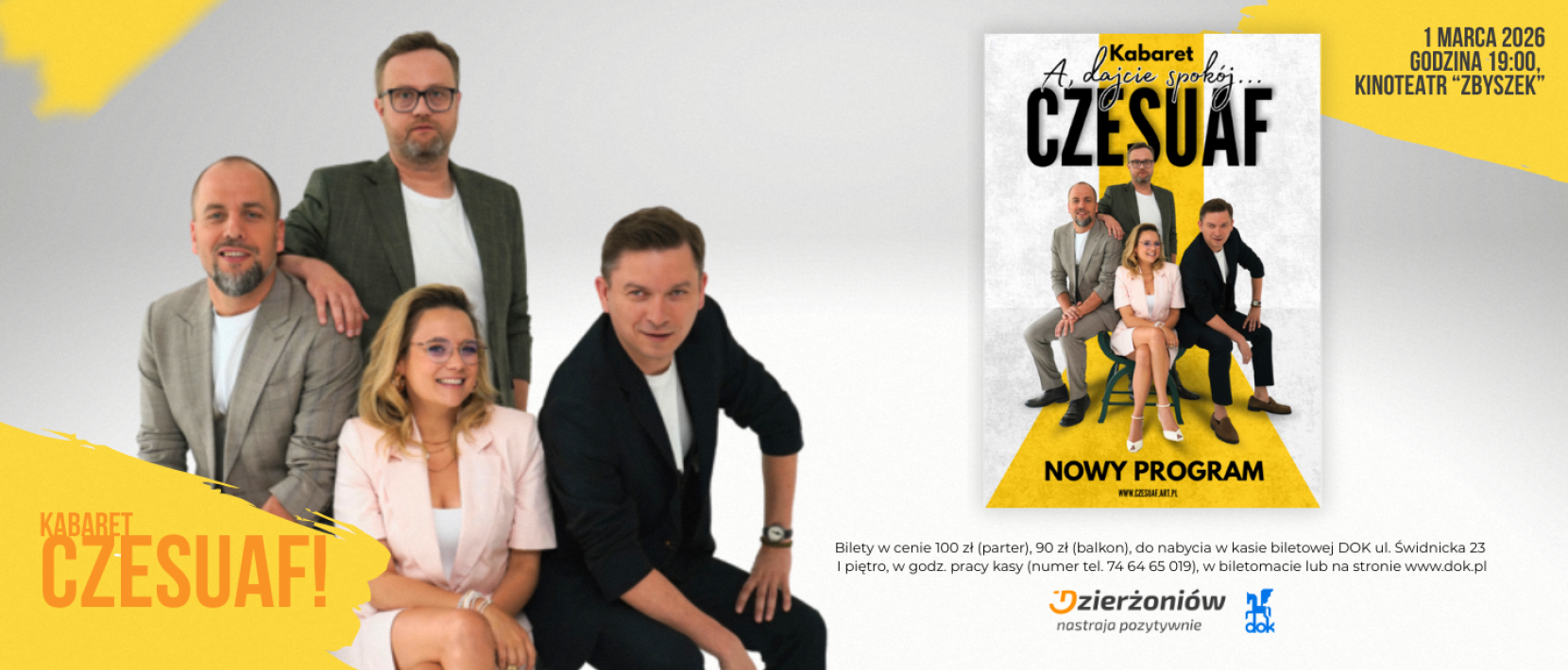 Grafika z plakatem wydarzenia - występu kabaretu Czesuaf