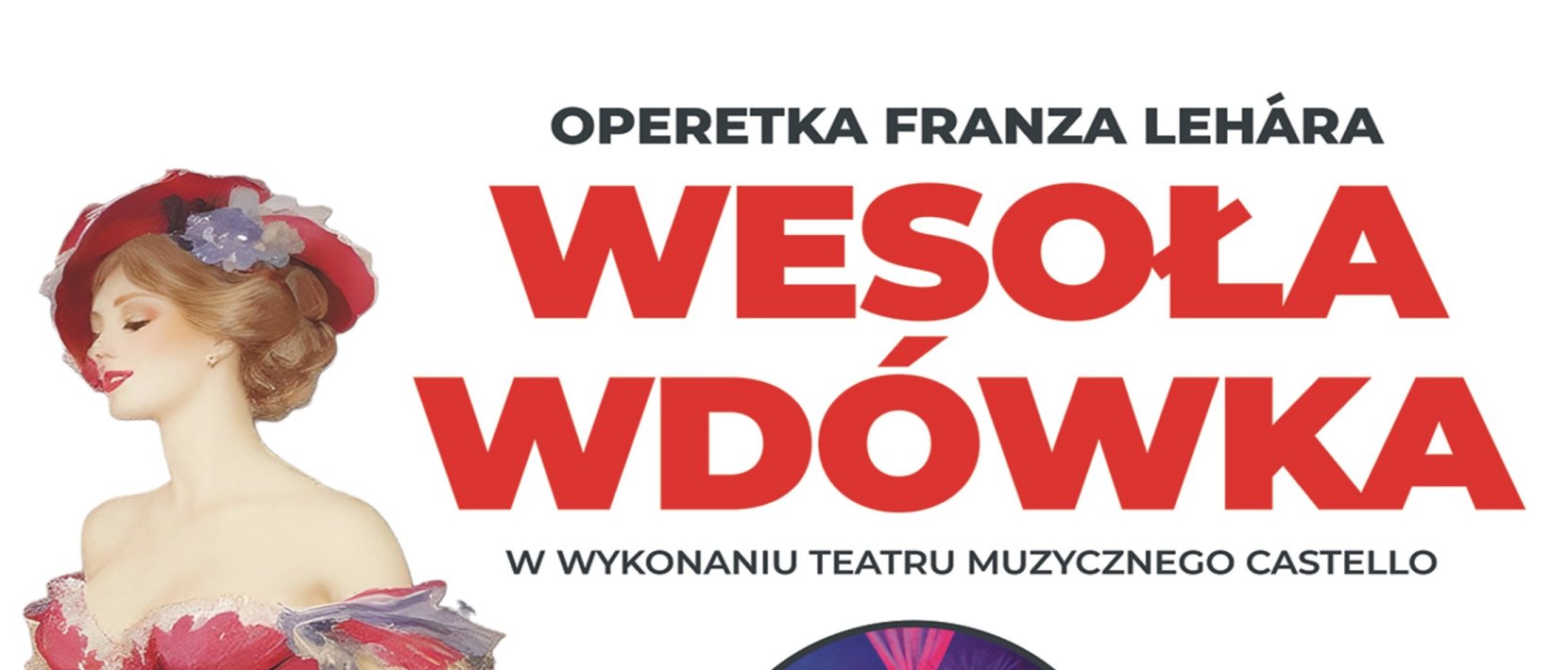Plakat operetki z kobietą w sukni z epoki