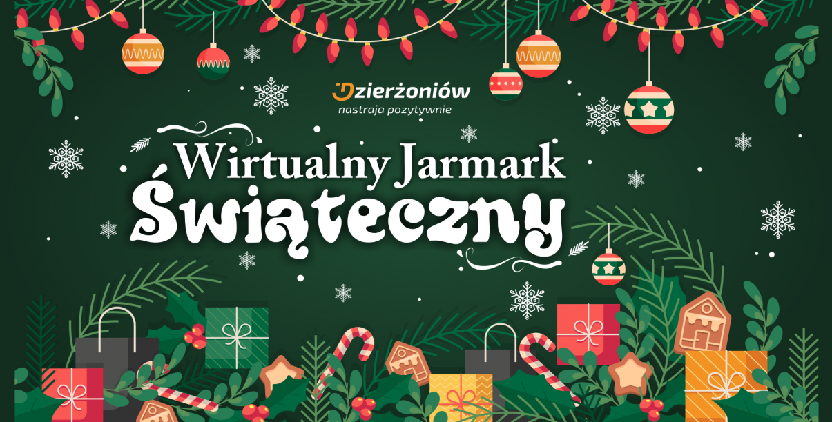 Grafika z napisem Wirtualny Jarmark Świąteczny