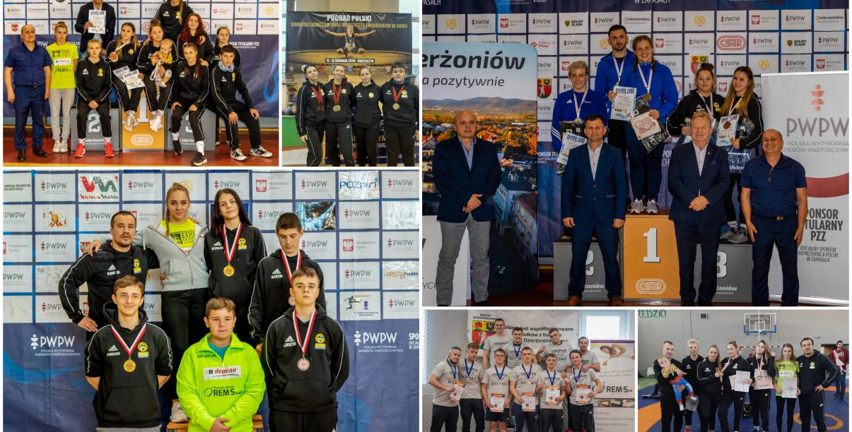 Kolaż zdjęć zawodników i zawodniczek MULKS Junior Dzierżoniów 
