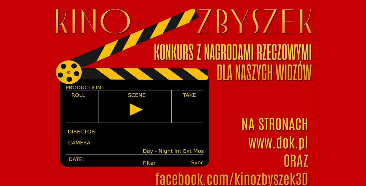 Plakat - na czerwonym tle filmowy "klaps"