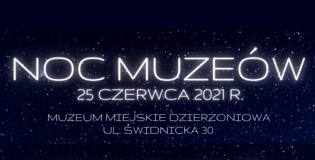 Napis Noc Muzeów na tle gwieździstego nieba