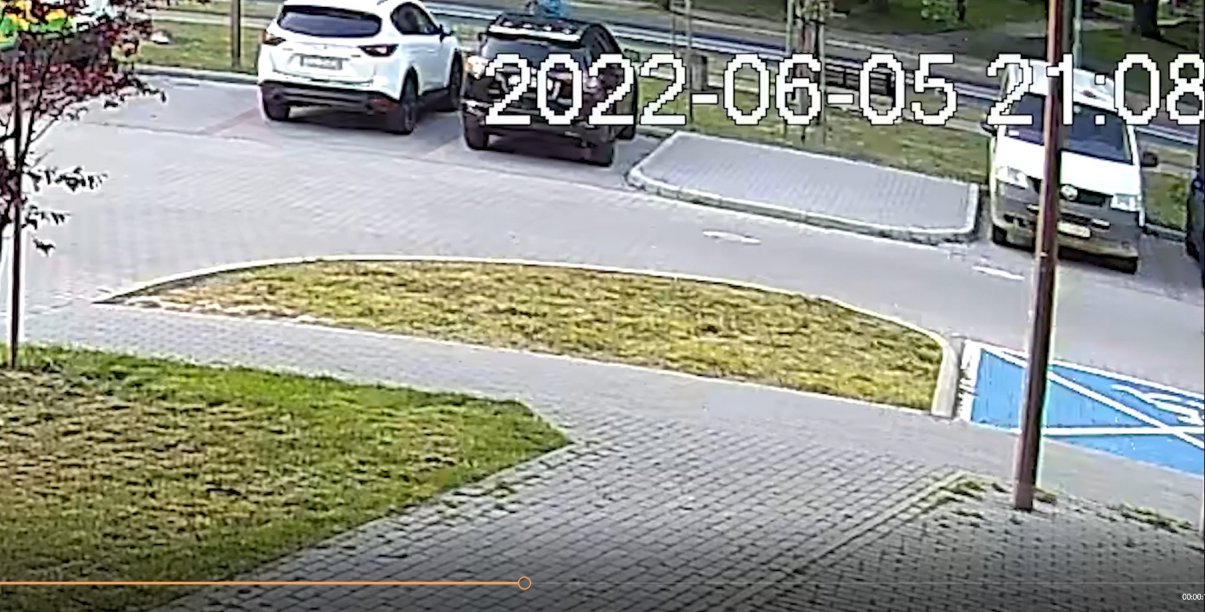 Widok z kamery na miejsca parkingowe