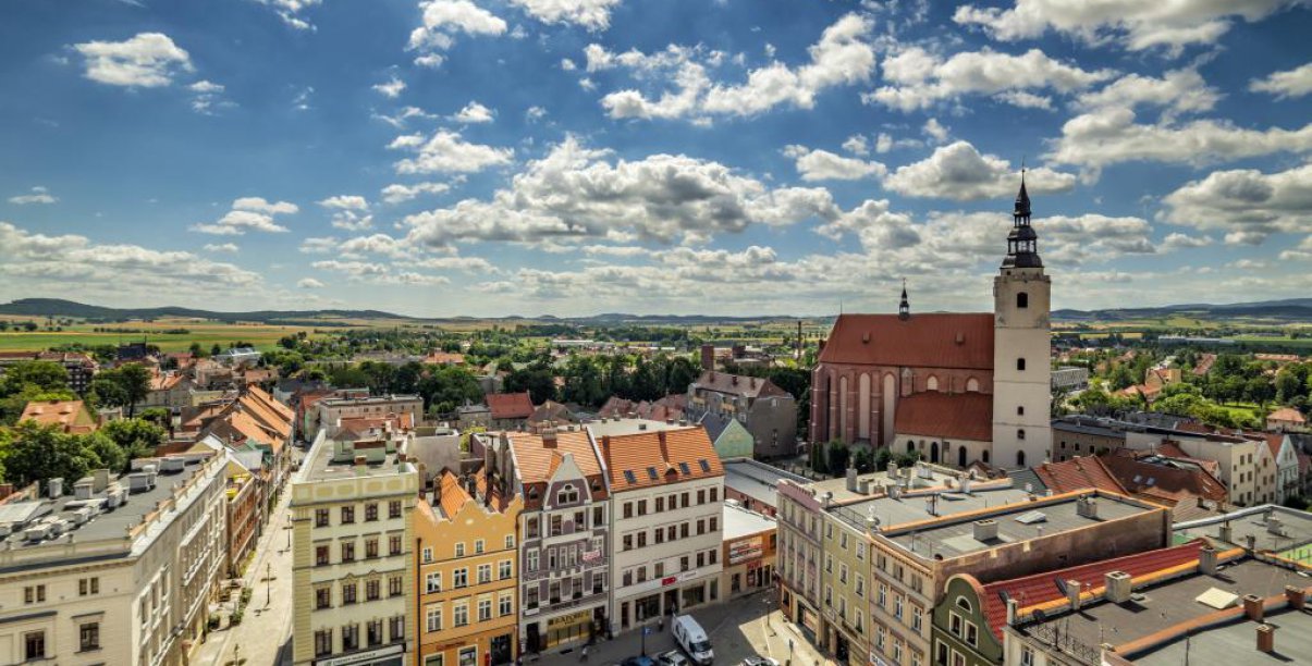 widok na Dzierzoniów z lotu ptaka