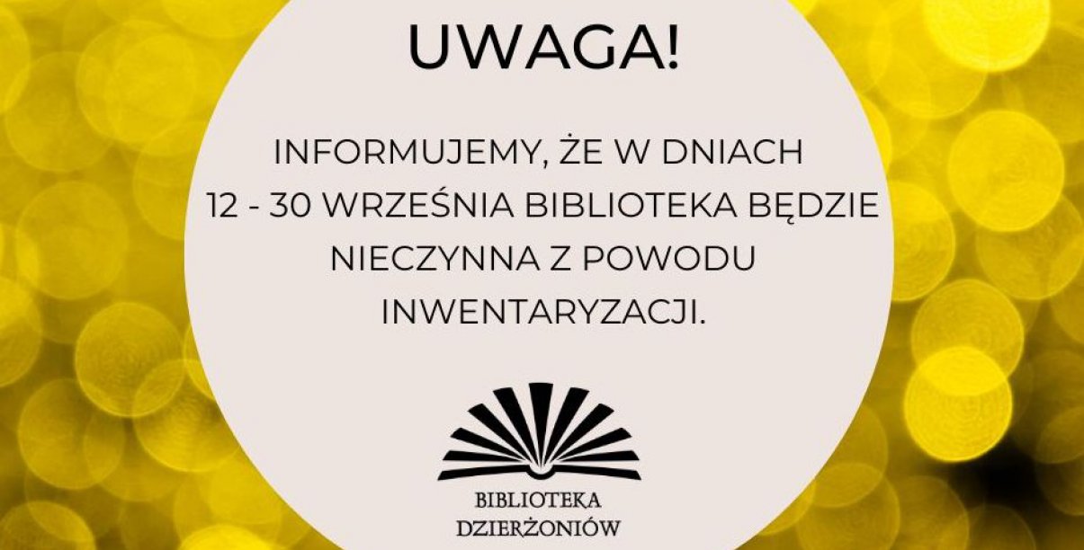 Grfika ze złotym tłem i napisem Uwaga