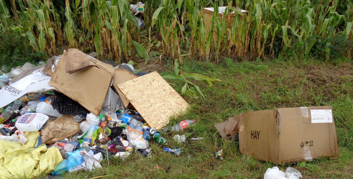 Śmieci porzucone polu kukryczy 