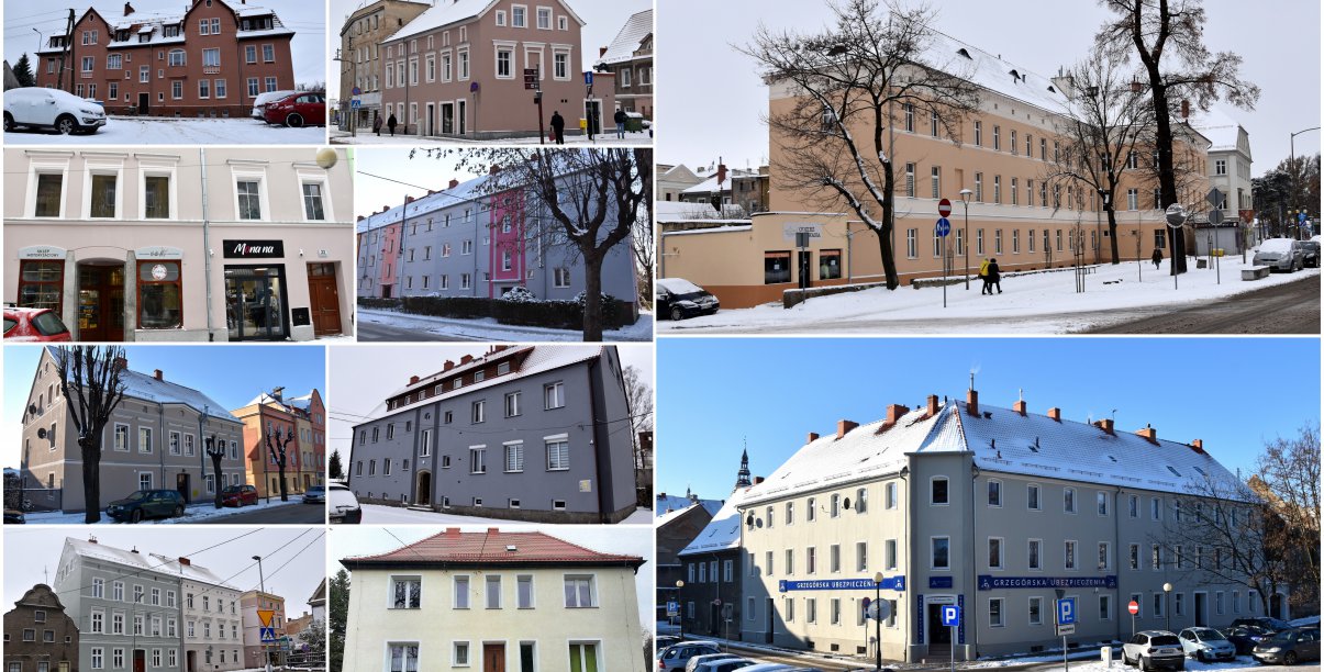 Kolaż zdejęć nowo wyremontowanych kamienic