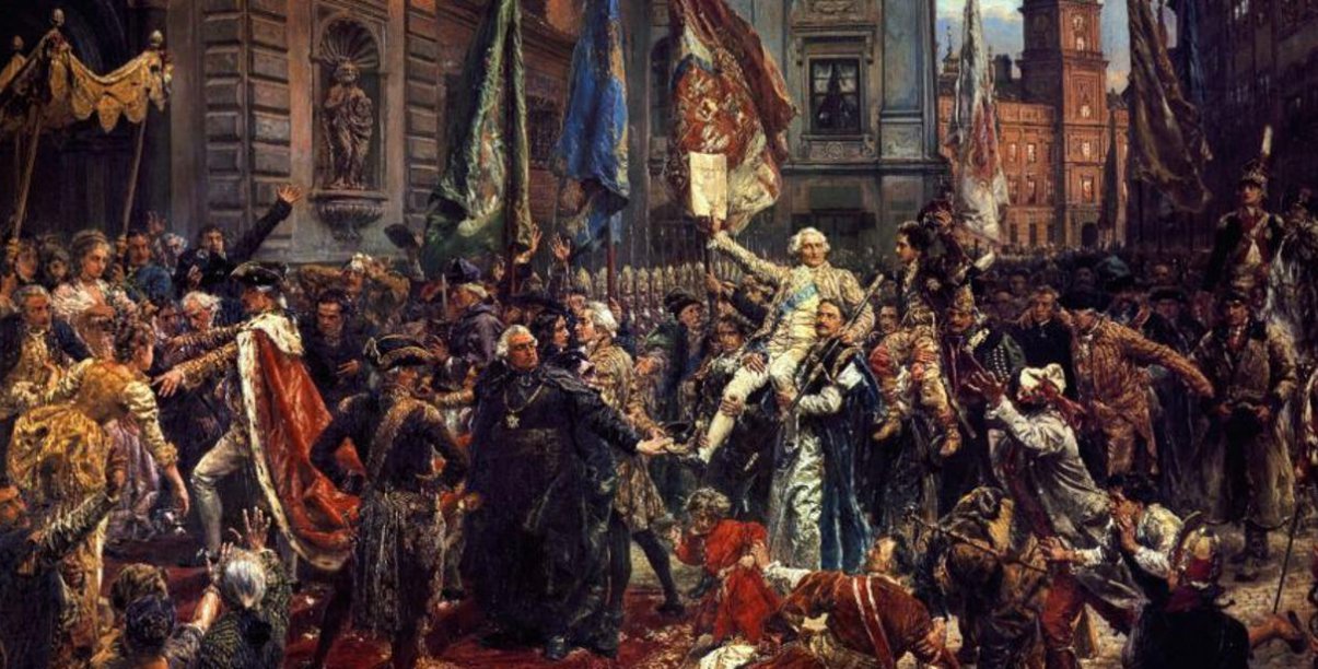 Obraz Jana Matejki ukazujący radość po uchwaleniu Konstytucji 3 maja. 