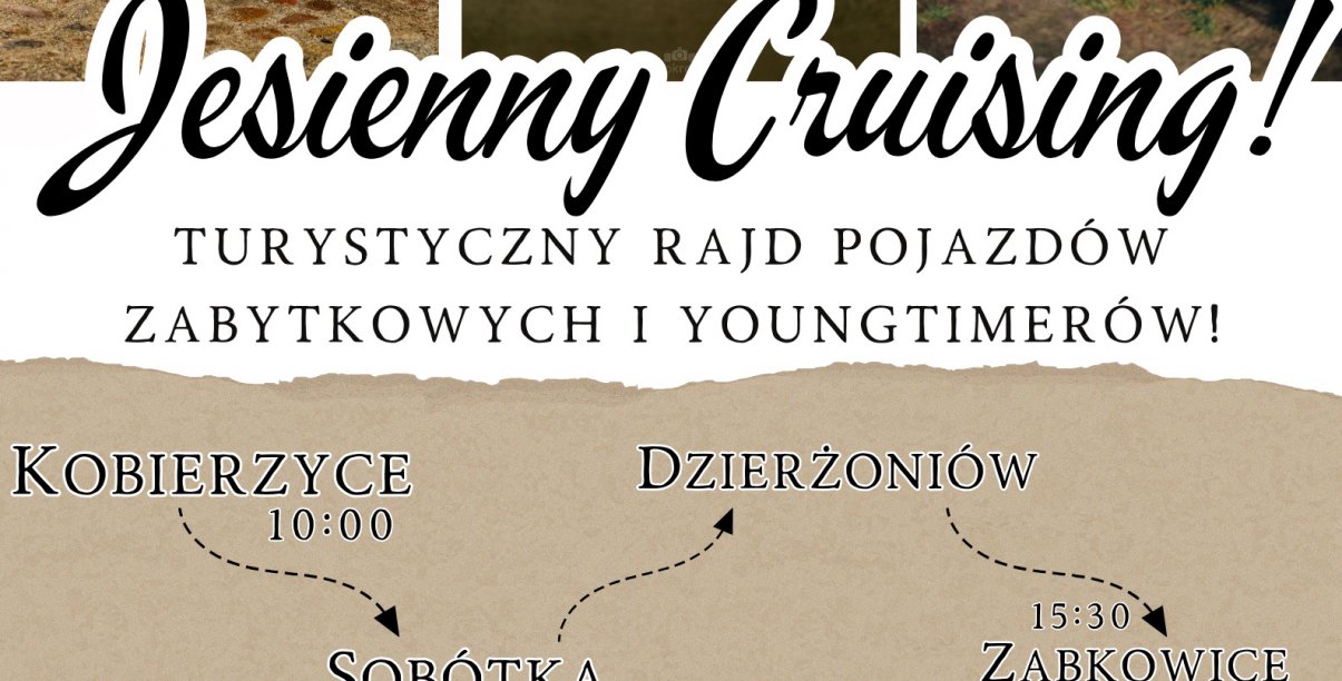 Stare zabytkowe samochody, na pierwszym tle flaga startowa w szachownicę