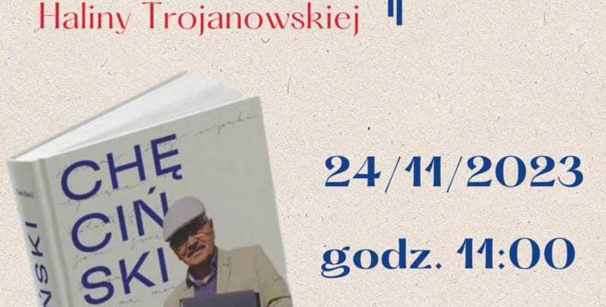 Ksiązka z mężczyzną na okładce i data spotkania promocyjnego