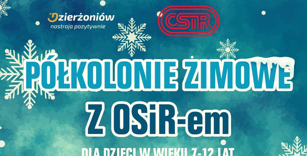 Grafika ozdobna z napisem Półkolonie z OSiRem