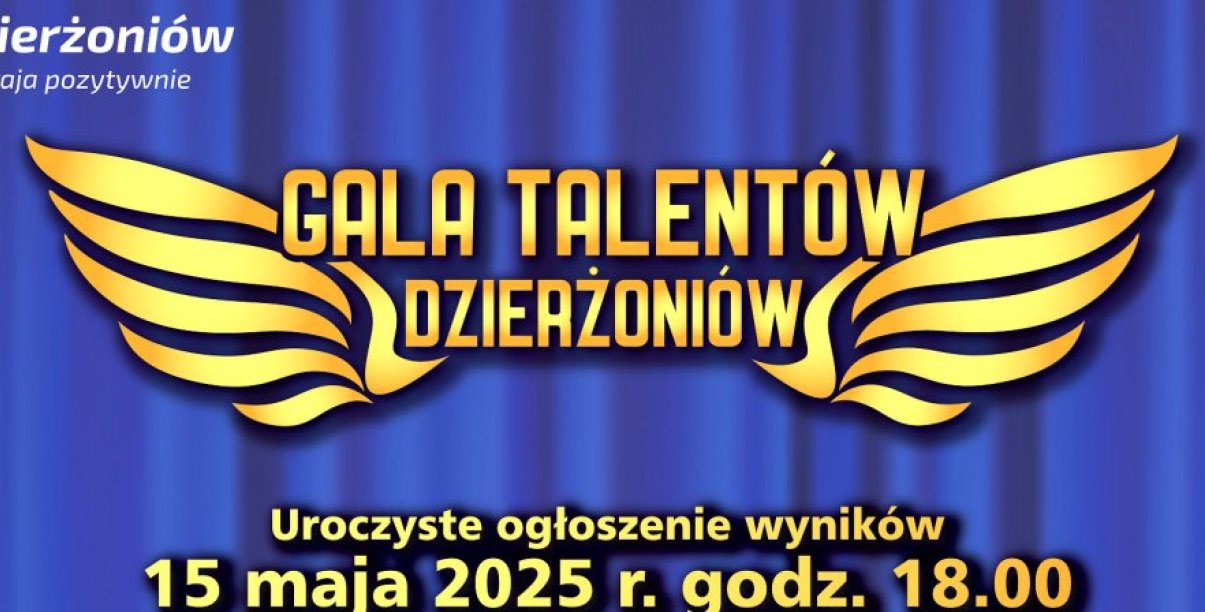 Grafika ozdobna - napis Gala Talenów na niebieskim tle