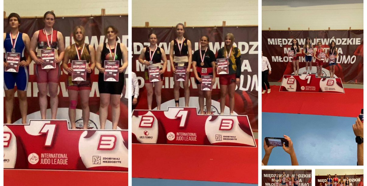 Kolaz zdjęć zwycięskich zawodniczek sumo na podium