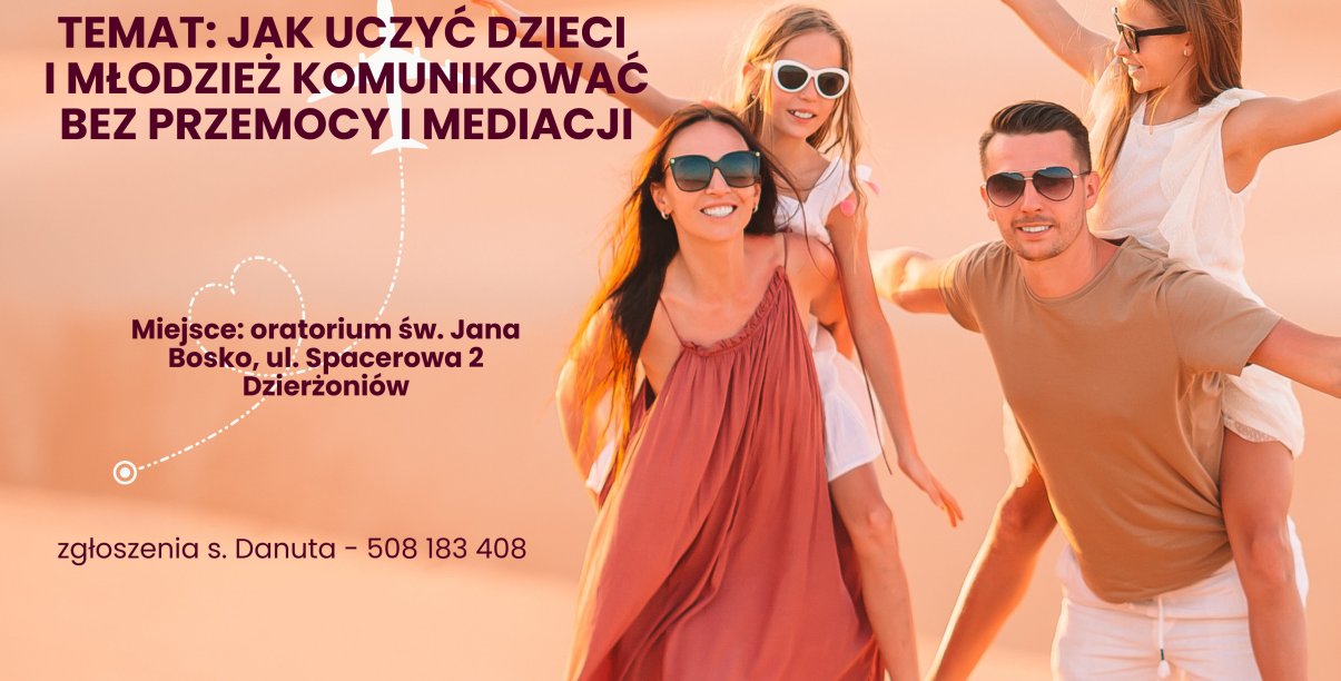 Grafika ze zdjęciem 4-osobowej rodziny i tematem warsztatów