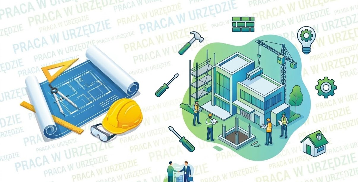 Grafika z rysunkami projektu budowy domu u z narzędziami do budowy