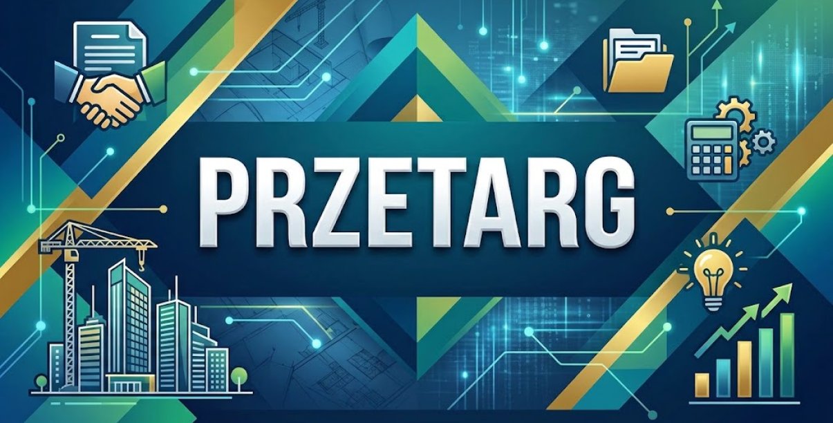 Grafika ozdobna z napisem "Przetarg"