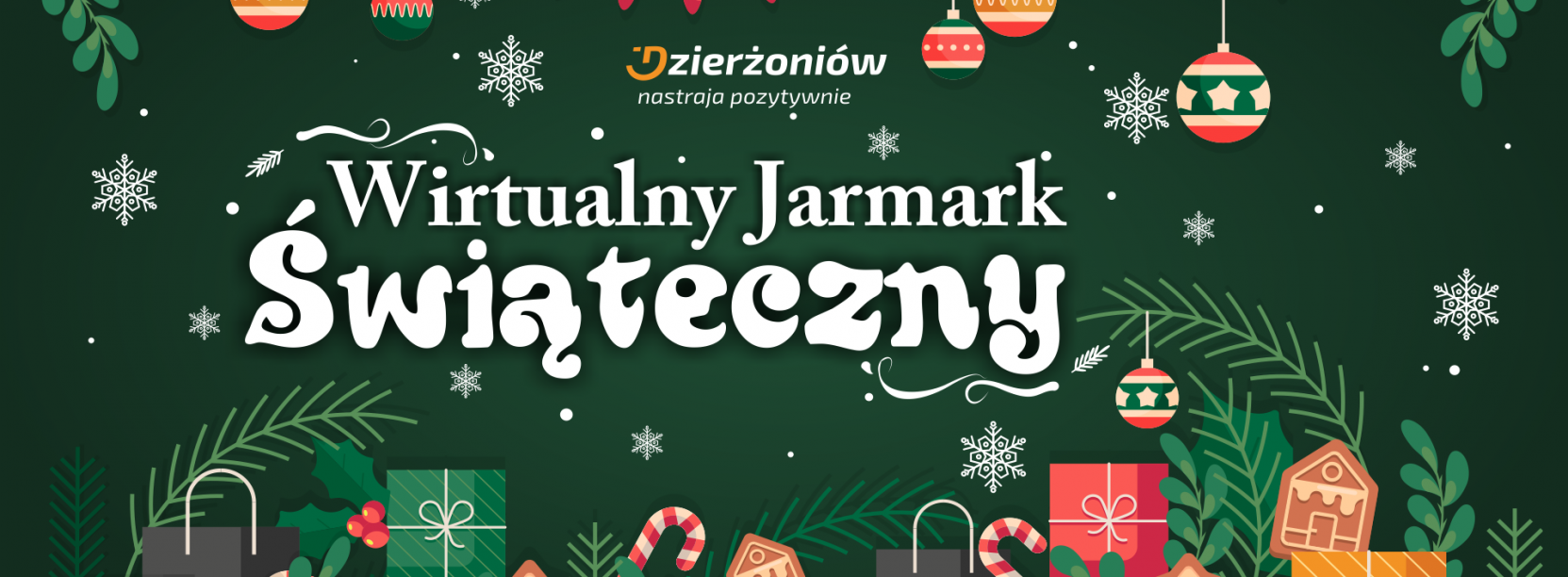 Grafika z napisem Wirtualny Jarmark Świąteczny