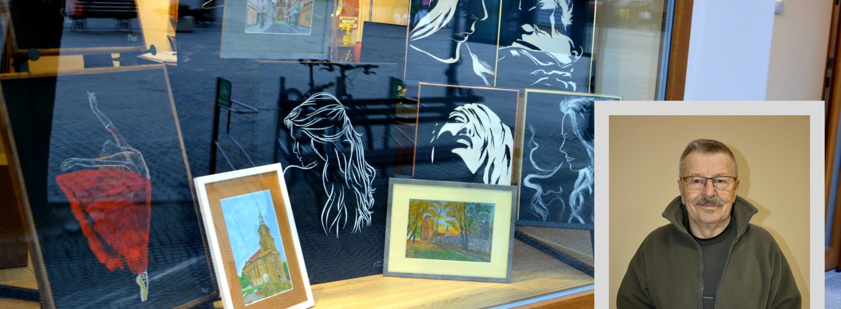 Okno artystyczne z malunkami dzierżoniowianina