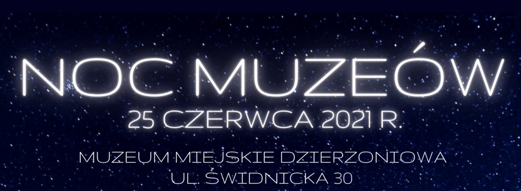 Napis Noc Muzeów na tle gwieździstego nieba