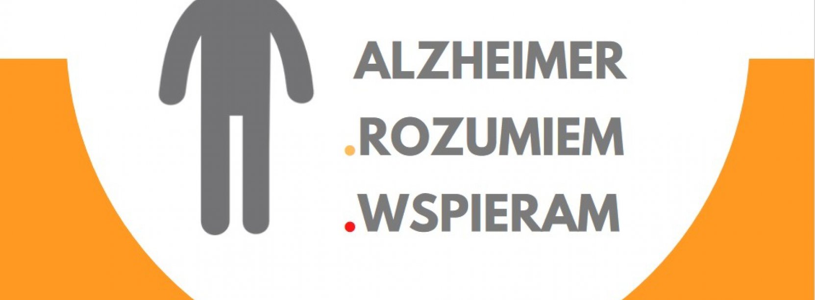 Napis Alzhimer rzumiem i wspieram na białym tle obok sylwetka postaci