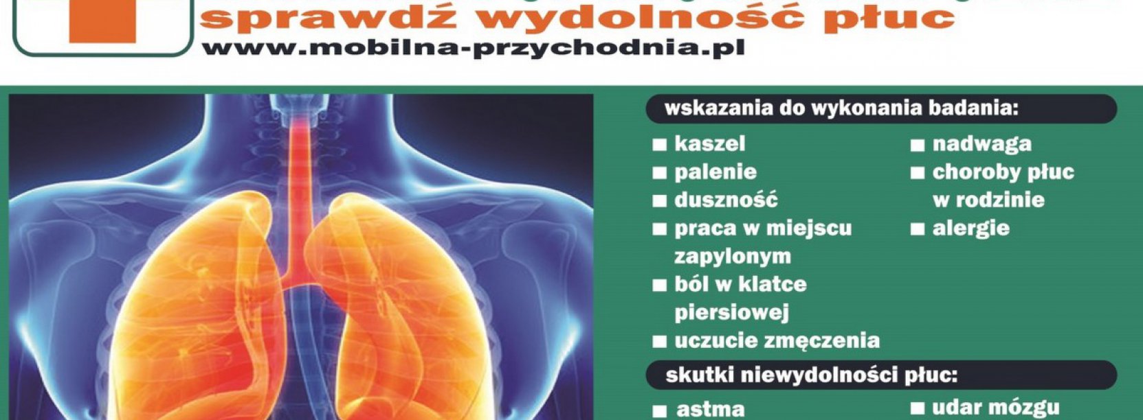 Grafikqa przedsawiająca płuca i sylwetkę człowiek aoraz informacje zxawarte w teście