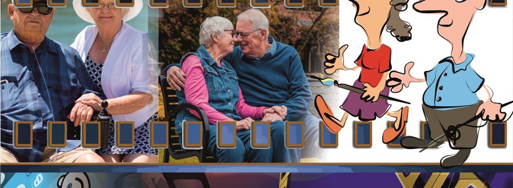 Grafika z dwoma zdjęciami par seniorów