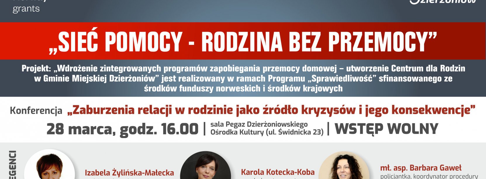 Plakat z tytułem projektu i zdjęciem twarzy trzech kobiet