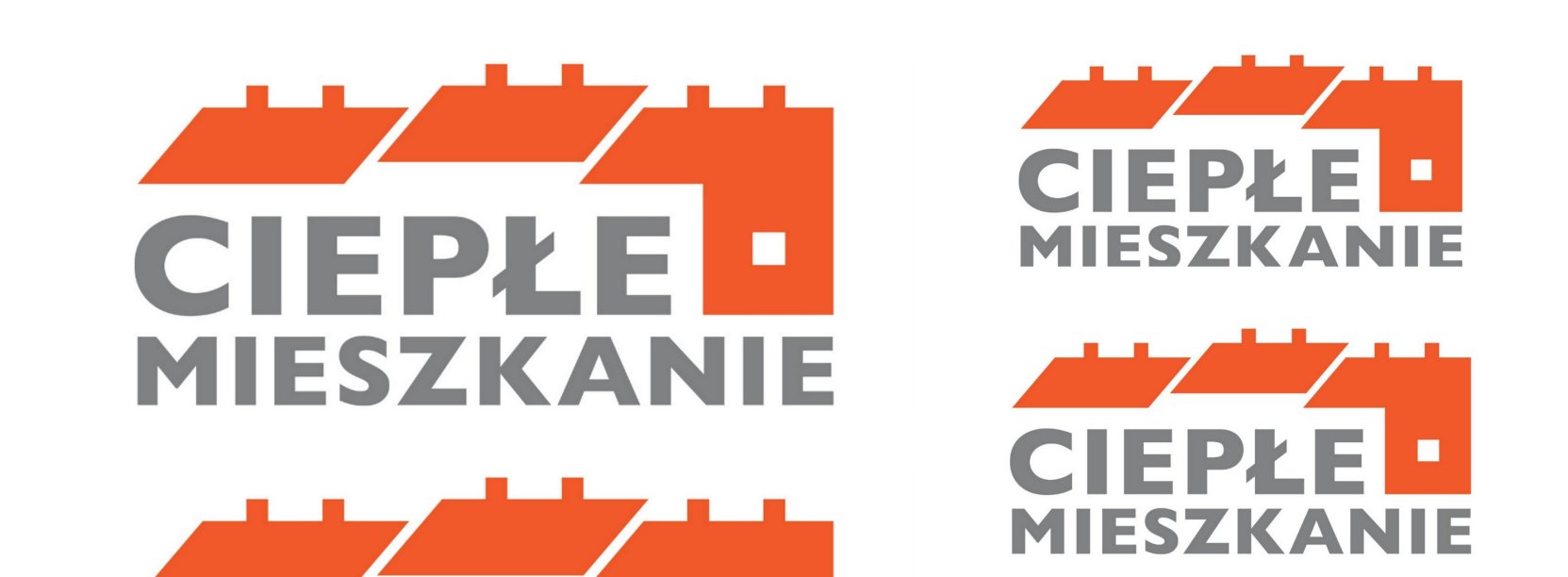 Logo programu - obrys budynku z pomarańczowym dachem i napis Ciepłe Mieszkanie