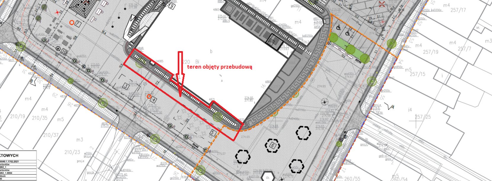 Plan rynku z zaznaczonym miejscem najbliższych prac remontowych