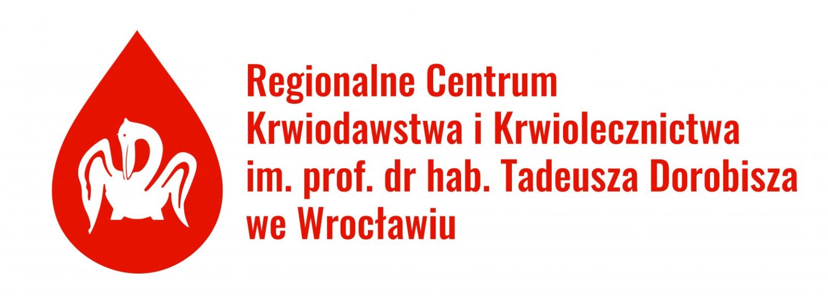 Czerwony napis Regionalne Centrum Krwiodawstwa i Krwiolecznictwa 