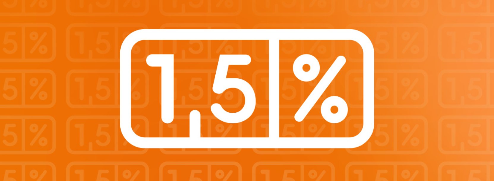 Grafika ozdobna - biały napis 1,5% na pomarańczowym tle