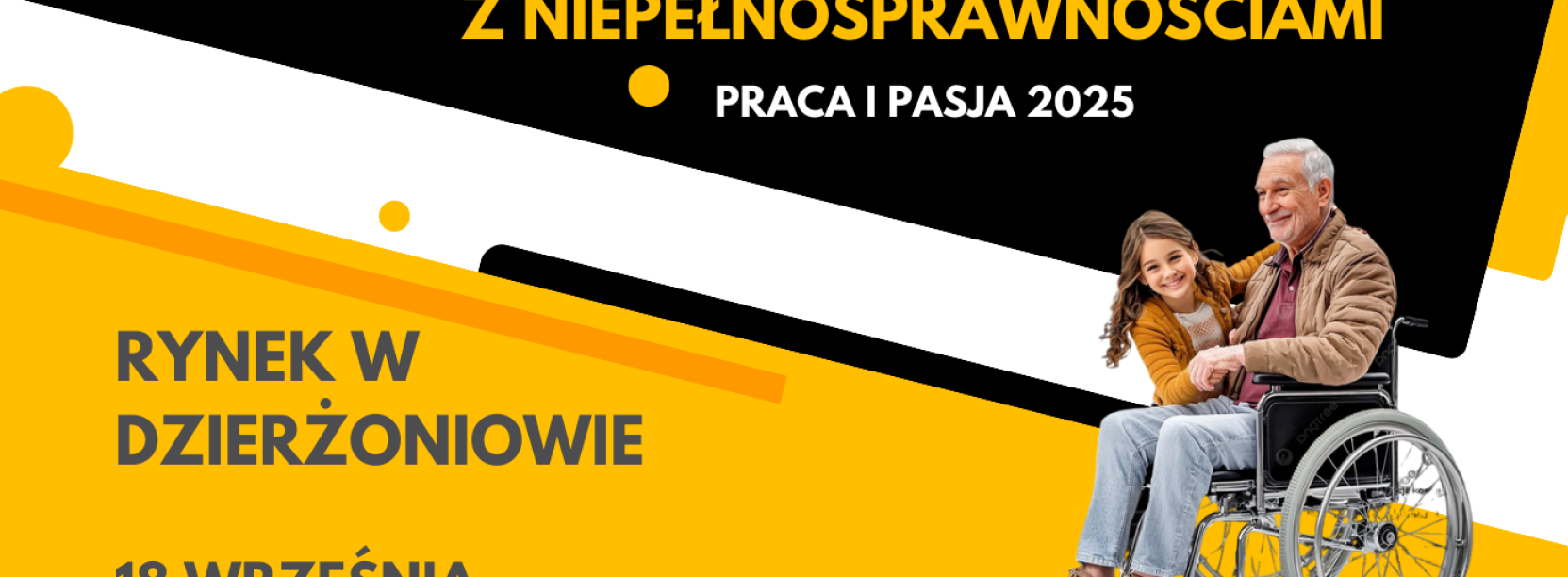 Grafika z napisem Dzień Osób z Niepełnosprawnościami, Rynek w Dzierżoniowie, 18 września
