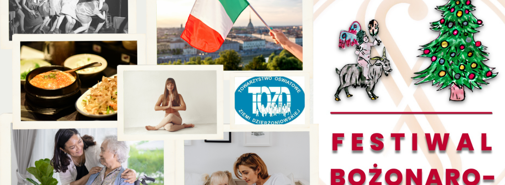 Kolaż zdjęć z tematami wykładów i logo TOZD-u