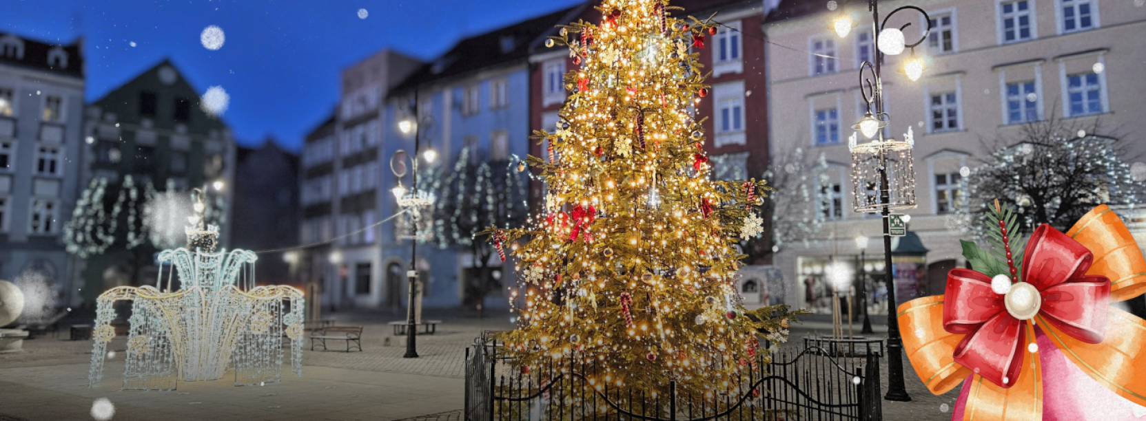 Zdjęcie świątecznie ustrojonego rynku